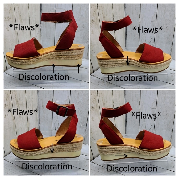 Lucky Brand Joodith Wmn 7.5M Red Suede Ankle Strap Espadrille Platform Sandals - Picture 7 of 9